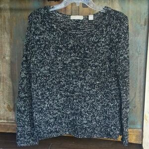 Kate Hill Black & White Knit Sweater - Women's XS